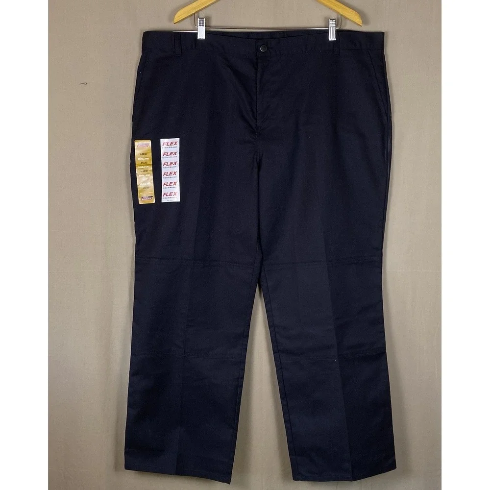 NWT Dickies 44X30 Men's Relaxed Fit Straight Leg Double Knee Flex Black Pants - Picture 1 of 6
